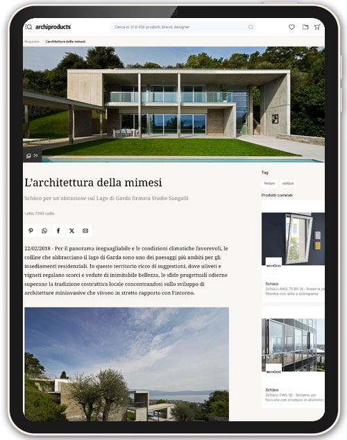 ARCHIPRODUCTS - L’architettura della mimesi. 
Schüco per un’abitazione sul Lago di Garda firmata Studio Sangalli